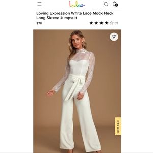 Lulu's White Lace Longsleeve Jumpsuit